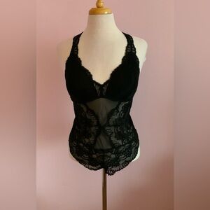 La Vie En Rose Black Lace Teddy